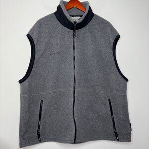 Columbia Fleece Vest Mens XXL Short 2XL Gray Full Zip Interchange Core Polartec